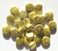 25 8x3mm Metallic Yellow Flat Disk Beads